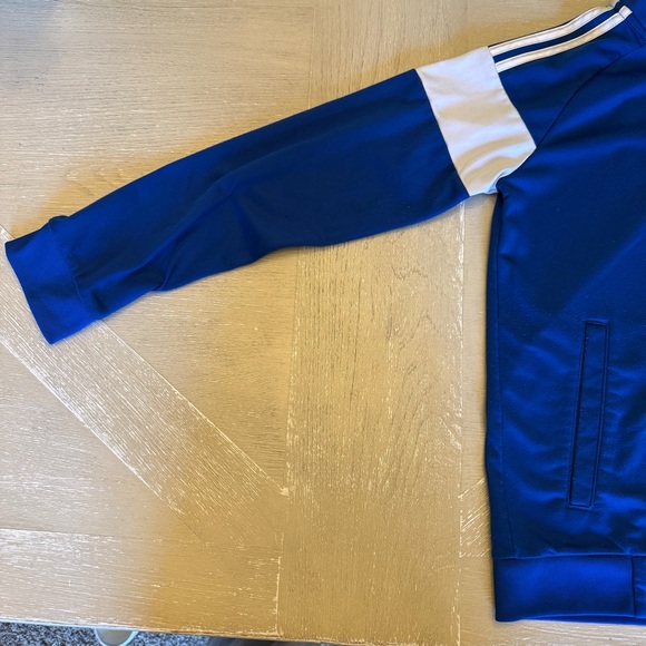 Adidas Royal Blue and White Zip Jacket Kids School Sporty - Picture 3 of 8